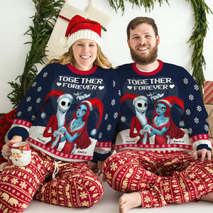 Eternally Yours, Couple Gift, Personalized Knitted Ugly Sweater, Horror Couple Knitted Sweater, Christmas Gift 02HUTI140823 - AOP Products - GoDuckee