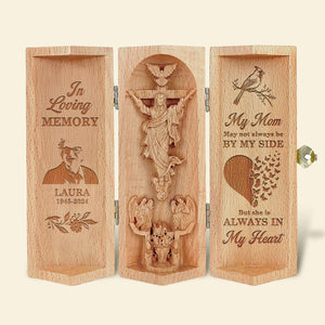 Custom Photo Gifts For Heaven Mom Openable Wooden Cylinder Sculpture 06xqti311224 - Wooden Cylinder Sculpture - GoDuckee