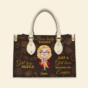 Just A Girl Boss Building Her Empire, Personalized Boss Leather Bag 02BHDT231222HH - Leather Bag - GoDuckee