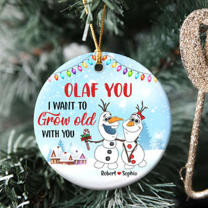 I Want To Grow Old With You, Gift For Couple, Personalized Ceramic Ornament, Snowman Couple Ornament, Christmas Gift 02HTTI270723HA - Ornament - GoDuckee