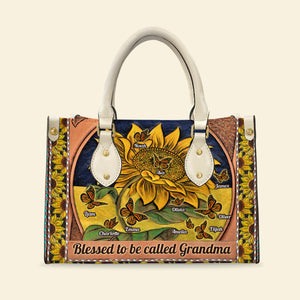 Blessed To Be Called Grandma, Personalized Leather Bag, Gift For Grandma - Leather Bag - GoDuckee