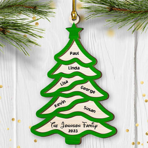Gift For Family, Personalized 2 Layer Wood Ornament, Custom Name Christmas Tree Ornament, Christmas Gift - Ornament - GoDuckee