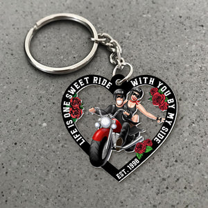 Life Is One Sweet Ride With You - Personalized Biker Couple Keychain - Gift For Couple - Keychains - GoDuckee