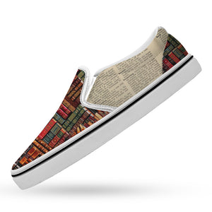 Gift For Book Lover, Personalized Slip On Shoes, Book Lover Shoes Custom Name - Shoes - GoDuckee