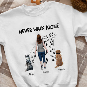 Never Walk Alone Personalized Dog Lover T-shirt, Hoodie, Sweatshirt Gift For Dog Lovers - Shirts - GoDuckee