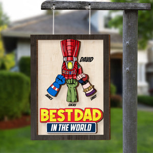 World's Best Dad Personalized Wooden Art - 2 Layers Wood Sign -03QHTI230523HA - Wood Sign - GoDuckee