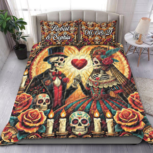 Personalized Gifts For Skull Couple Quilt Bedding Set Special Line 11xqti070125 - Blanket - GoDuckee