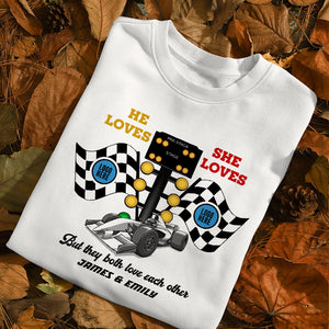 But They Both Love Each Other, Couple Gift, Personalized Shirt, Racing Car Couple Shirt, Christmas Gift 05HUTI091023 - Shirts - GoDuckee