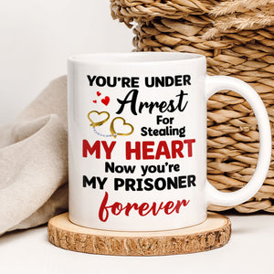 You're Under Arrest For Stealing My Heart, Couple Gift, Personalized Mug, Prisoner Custom Photo Couple Mug - Coffee Mug - GoDuckee