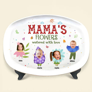 Custom Photo Gift For Mama Resin Plate Mama's Flowers Watered With Love - Resin Plate - GoDuckee