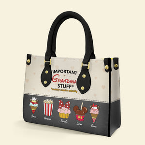 Personalized Gifts For Grandma Leather Bag Important Grandma Stuff 05QHTI200224 - Leather Bags - GoDuckee