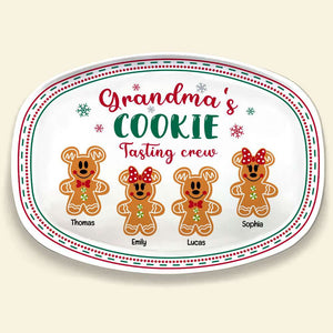 Grandma's Cookie Tasting Crew, Gift For Grandma, Personalized Resin Plate, Grandkids Gingerbread Plate, Christmas Gift 03HUTI100723 - Resin Plate - GoDuckee