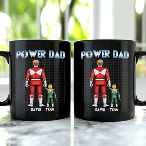 Power Dad Personalized Black Mug, Gift For Father's Day-5QHDT020523 - Coffee Mug - GoDuckee