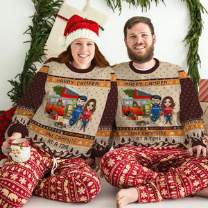 One Campsite At A Time, Personalized Ugly Sweater, Christmas Gift For Couple - AOP Products - GoDuckee