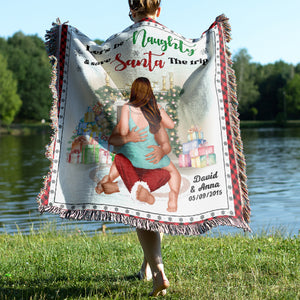 Let's Be Naughty And Save Santa The Trip, Couple Gift, Personalized Blanket, Funny Couple Blanket, Christmas Gift - Blanket - GoDuckee