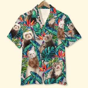 Gift For Ferret Lovers, Personalized Hawaiian Shirt, Custom Image Ferret Hawaiian Shirt - Hawaiian Shirts - GoDuckee