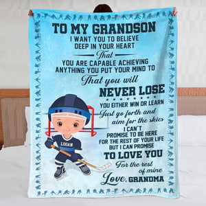 Gift For Kid, Personalized Blanket, Hockey Kid Blanket - Blanket - GoDuckee