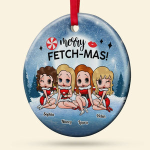 Merry Fetch - Mas 01NADT280923HH Personalized Ceramic Ornament, Christmas Gifts For Besties - Ornament - GoDuckee