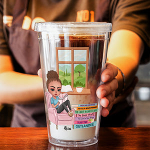 Books Are The Windows, Gift For Book Lovers, Personalized Tumbler, Girl Reading Books Acrylic Tumbler - Tumbler Cup - GoDuckee