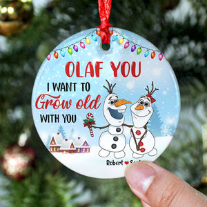 I Want To Grow Old With You, Gift For Couple, Personalized Ceramic Ornament, Snowman Couple Ornament, Christmas Gift 02HTTI270723HA - Ornament - GoDuckee