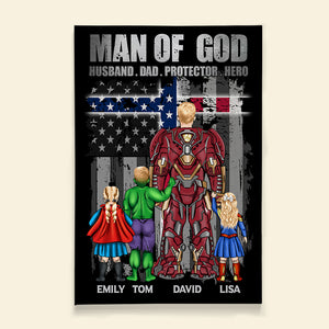 Super Dad, Man Of God - Personalized Canvas Poster - Gift For Dad - Poster & Canvas - GoDuckee