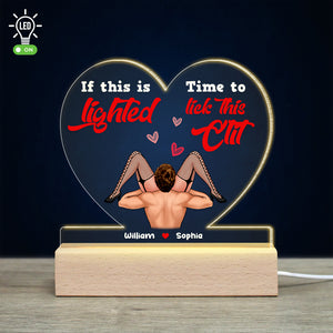If This Is Lighted Time To Lick This Clit, Personalized 3D Led Light, Gifts For Him, Gift For Her - Led Night Light - GoDuckee