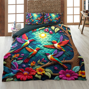 Gifts For Hummingbird Lover Quilt Bed Set 05huti180125 - Blanket - GoDuckee