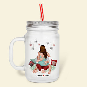 Let's Be Naughty, Couple Gift, Personalized Drinking Jar, Funny Couple Jar, Christmas Gift - Drinkware - GoDuckee