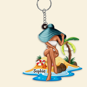 Beach Girl Gift, Personalized Keychain Besties Gift - Keychains - GoDuckee