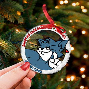 Annoying Each Other, Couple Gift, Personalized Set Of 2 Acrylic Ornament, Mouse And Cat Cartoon Couple Ornament, Christmas Gift 03QHTI241023 - Ornament - GoDuckee