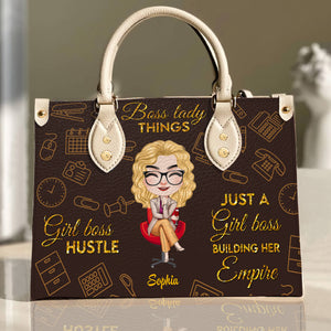 Just A Girl Boss Building Her Empire, Personalized Boss Leather Bag 02BHDT231222HH - Leather Bag - GoDuckee