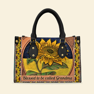 Blessed To Be Called Grandma, Personalized Leather Bag, Gift For Grandma - Leather Bag - GoDuckee