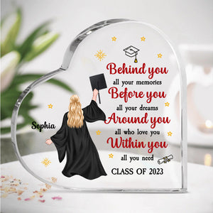 Behind You All Your Memories, Graduate Personalized Acrylic Plaque - Decorative Plaques - GoDuckee