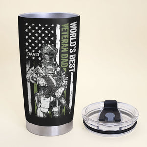 World's Best Veteran Dad, Personalized Tumbler, Father's Day Gift, Gift For Veteran Dad - Tumbler Cup - GoDuckee