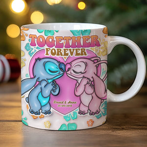 Together Forever, Couple Gift, Personalized Coffee Mug, Cartoon Couple Mug 03NATI271023 - Coffee Mug - GoDuckee