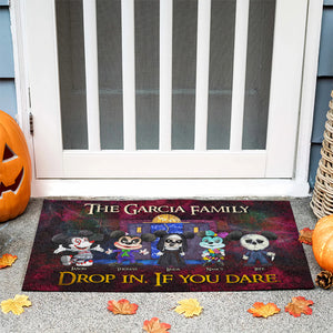 Drop In if You Dare 01QHDT080923 Personalized Doormat, Gifts For Horror Family - Doormat - GoDuckee