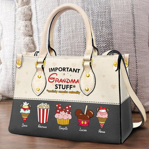 Personalized Gifts For Grandma Leather Bag Important Grandma Stuff 05QHTI200224 - Leather Bags - GoDuckee