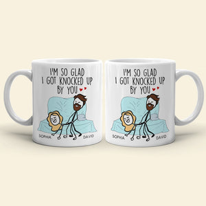 Couple, I'm So Glad I Got Knocked Up By You, Personalized Mug, Couple Mug - Coffee Mug - GoDuckee
