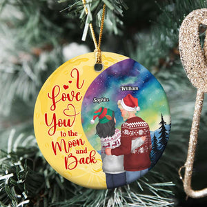 I Love You To The Moon And Back, Personalized Ornament, Santa Couple Gifts - Ornament - GoDuckee