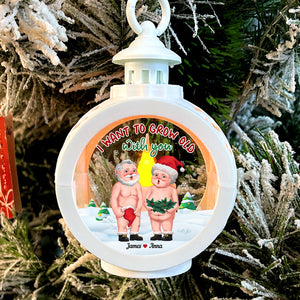 I Want To Grow Old With You, Couple Gift, Personalized Light Ornament, Old Couple Ornament, Christmas Gift - Ornament - GoDuckee