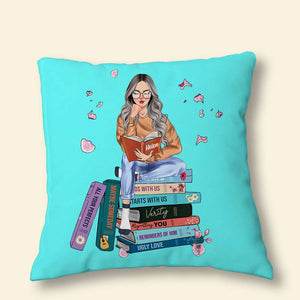 Girl Reading Book 01HUDT070323TM Personalized Square Pillow Gift - Pillow - GoDuckee