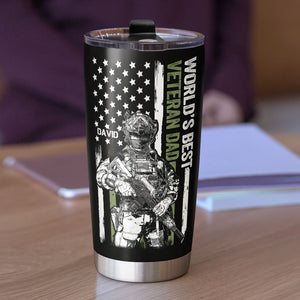 World's Best Veteran Dad, Personalized Tumbler, Father's Day Gift, Gift For Veteran Dad - Tumbler Cup - GoDuckee
