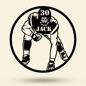 Gift For Football Lover, Personalized Metal Art Light, American Football Player Metal Art Light - - GoDuckee