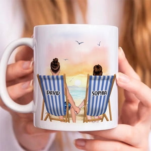 Sitting Next To You Doing Absolutely Nothing, Personalized White Mug, Couple Hand In Hand, Gift For Couple - Coffee Mug - GoDuckee