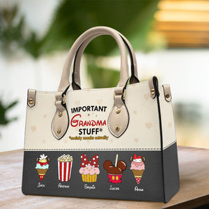 Personalized Gifts For Grandma Leather Bag Important Grandma Stuff 05QHTI200224 - Leather Bags - GoDuckee