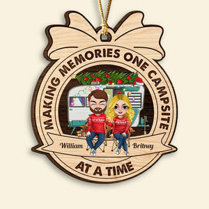 Making Memories One Campsite, Personalized Wood Ornament, Gifts For Couple - Ornament - GoDuckee