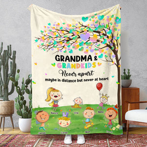 Grandma & Grandkids Never Apart Maybe In Distance But Never At Heart, Personalized Blanket, Gifts For Grandma - Blanket - GoDuckee