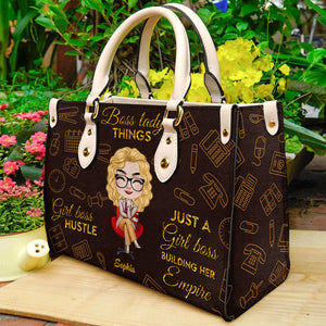 Just A Girl Boss Building Her Empire, Personalized Boss Leather Bag 02BHDT231222HH - Leather Bag - GoDuckee