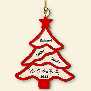 Gift For Family, Personalized 2 Layer Wood Ornament, Custom Name Christmas Tree Ornament, Christmas Gift - Ornament - GoDuckee