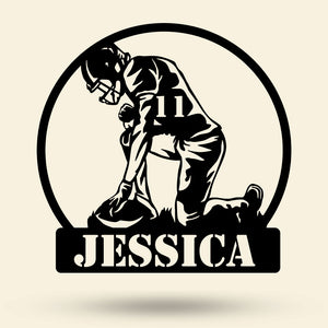 Gift For Football Lover, Personalized Metal Art Light, American Football Player Metal Art Light - - GoDuckee